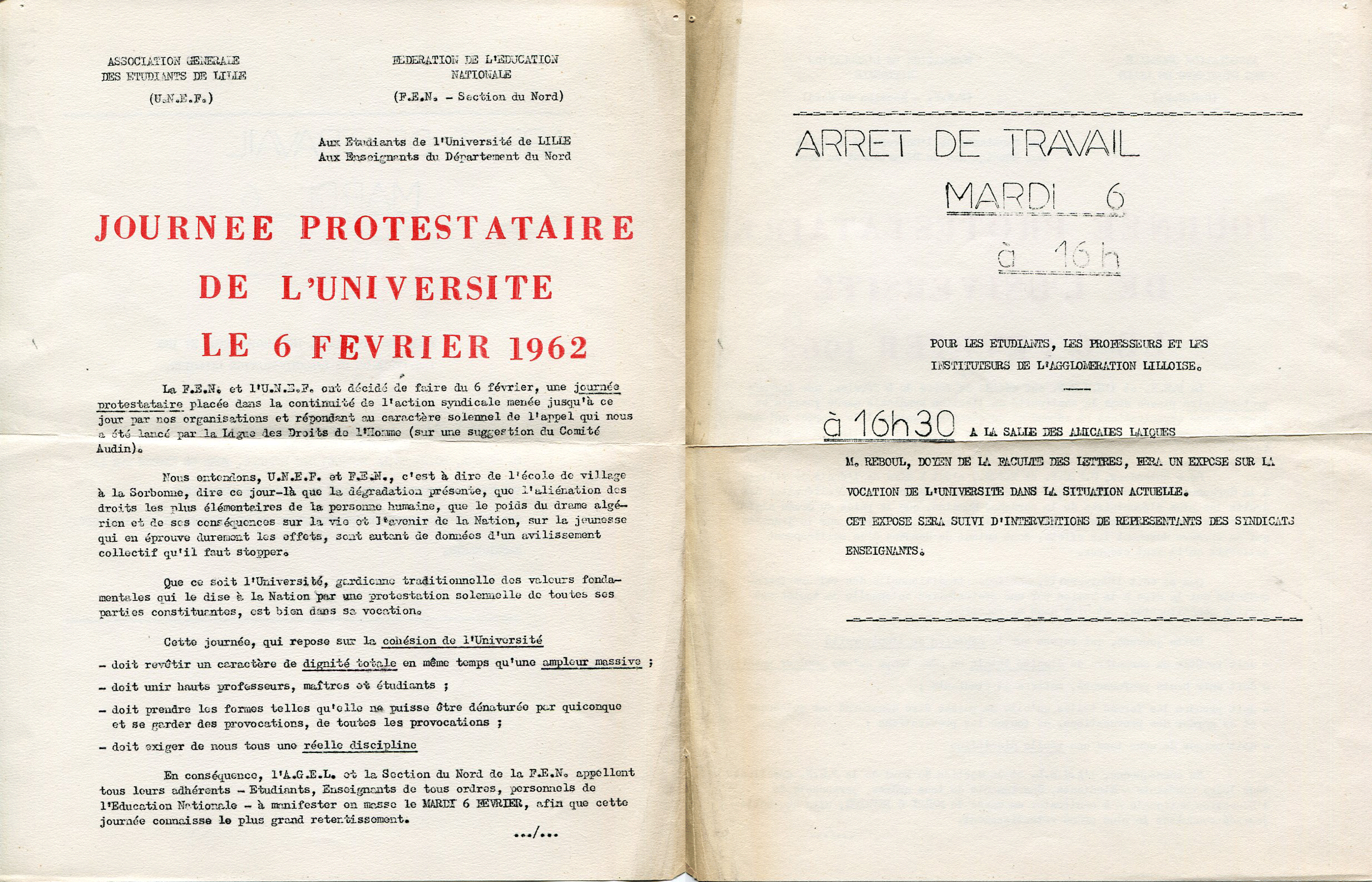 Journée protestataire, 1962