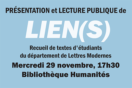 Présentation et lecture publique de : Lien(s)