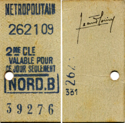 un ticket métropolitain