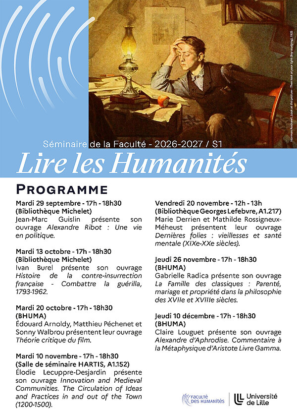 Séminaire de la Faculté des Humanités: lire les Humanités, 2026-2027